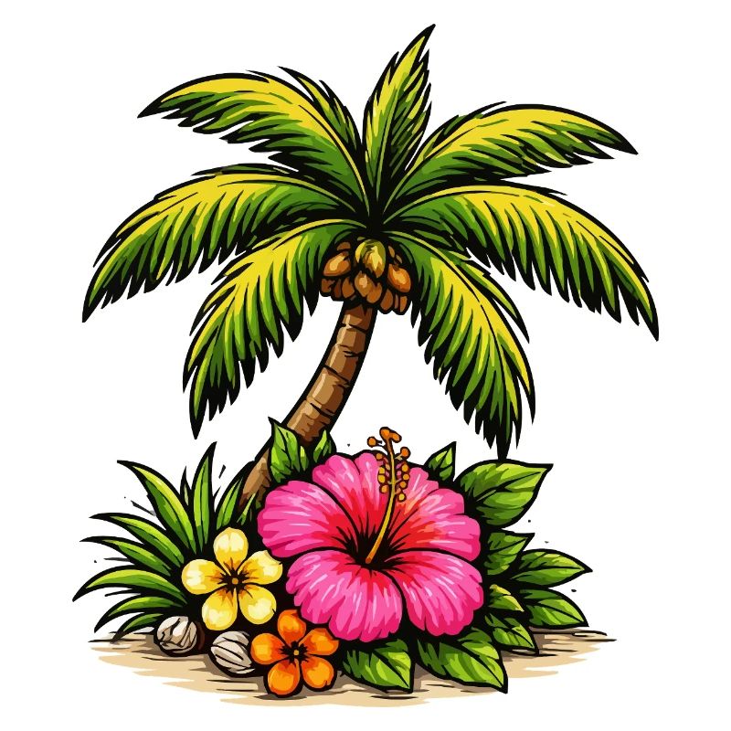 Tropical Island Hibiscus Pattern