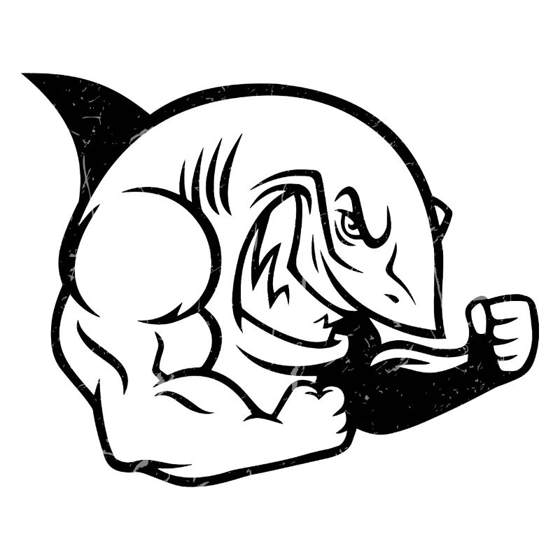 Muscular Shark Bodybuilder Workout Silhouette