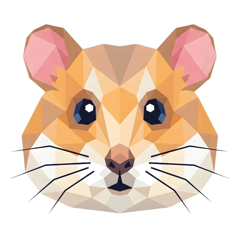 Cute Geometric Hamster Low Poly Art