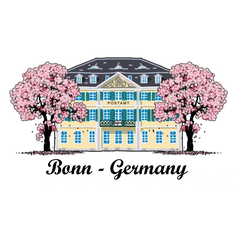 Bonn Old Post Office, Cherry Tree Blossoms, Germany