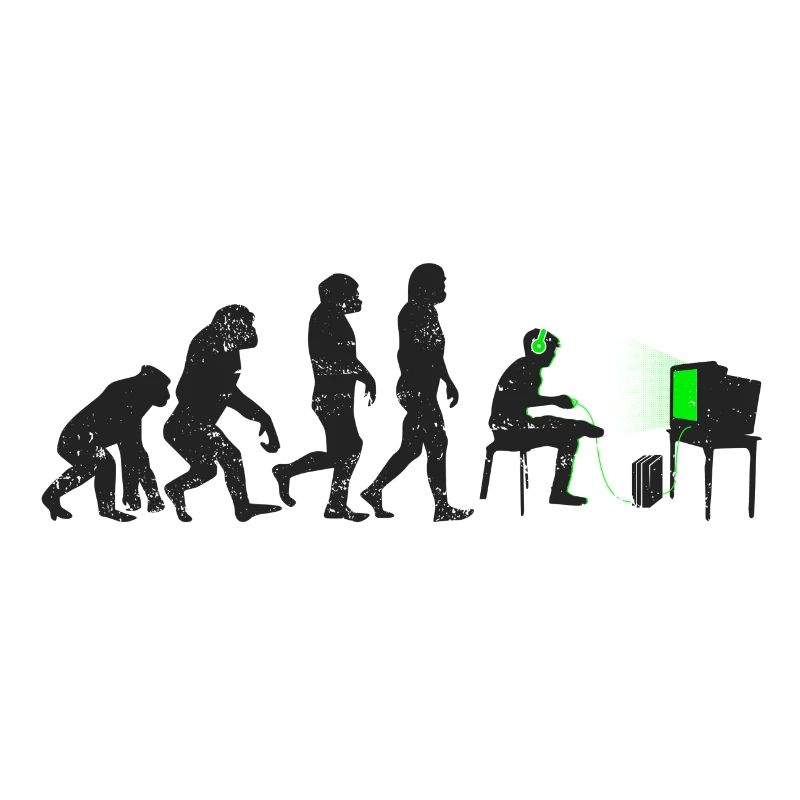 Gamer evolution gift player nerd geek noob