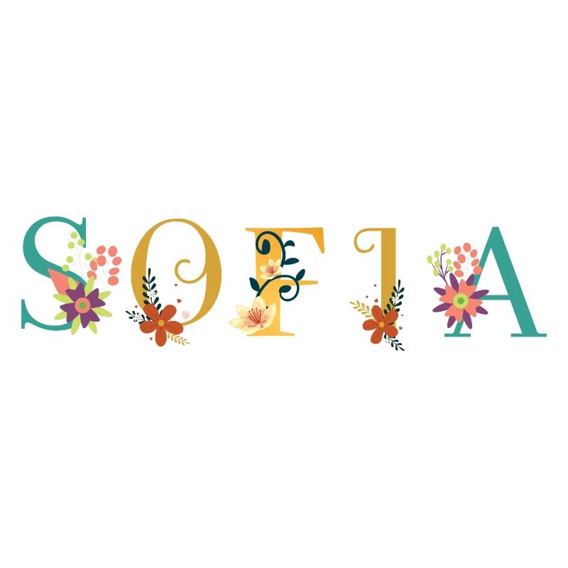 SOFIA Prénom Art avec fleurs brodées