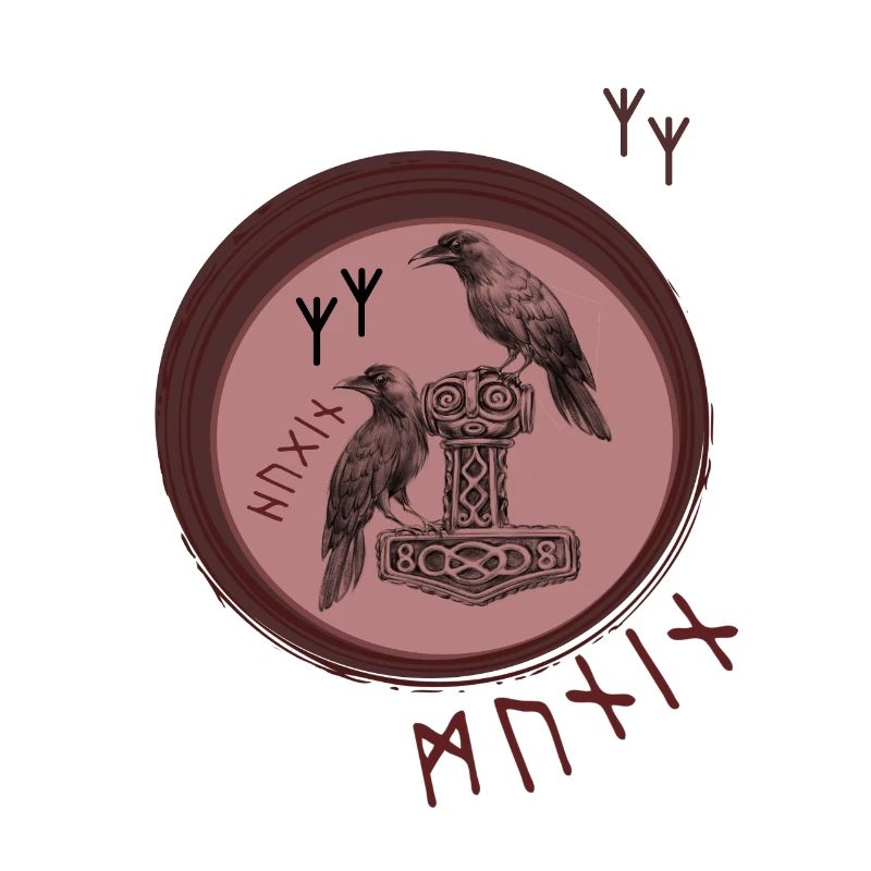 Thor Hammer Mjölnir avec Odin Ravens Hugin et Munin