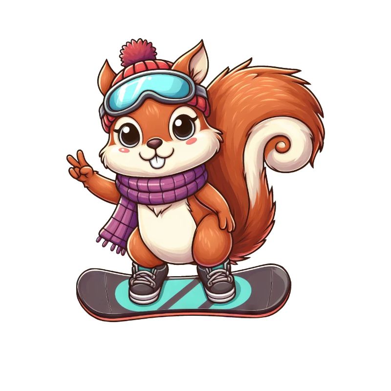 Snowboard Eichhörnchen Winterabenteuer