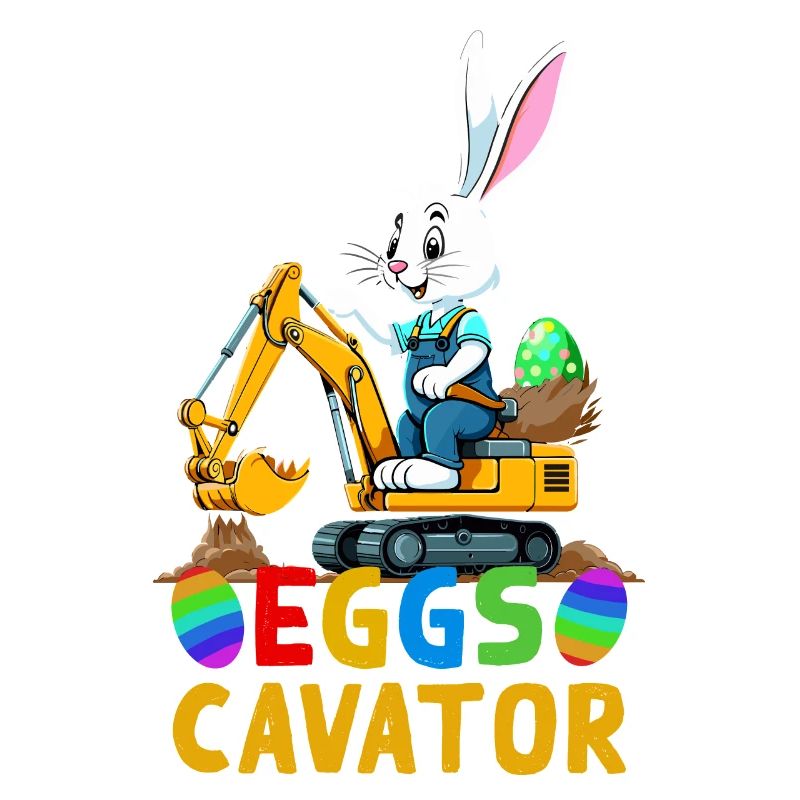 Funny Easter Saying Easter Bunny Excavator Driver