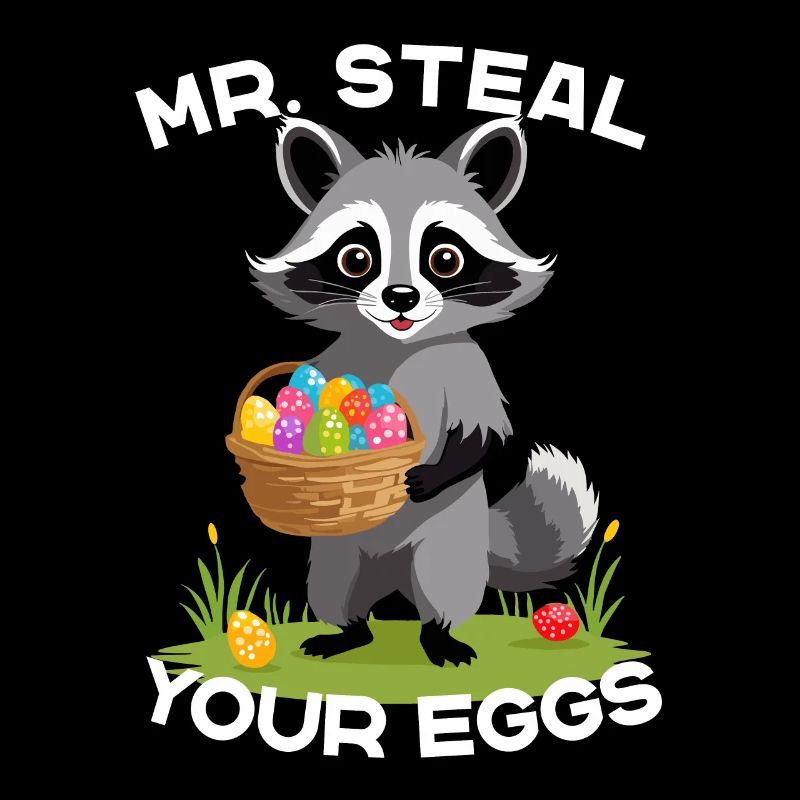 Funny Raccoon Eggs Thief Easter Saying