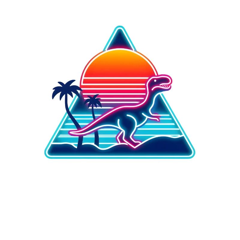 Retro Dinosaur in 80s Triangle