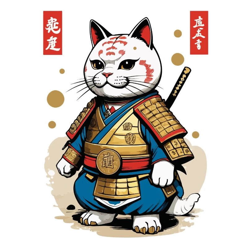 Samurai Katze im Ästhetischen Japan Stil