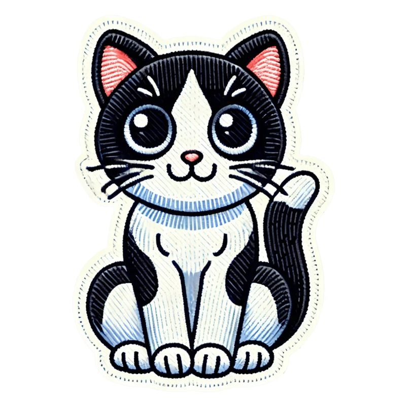Mignon chat noir et blanc est bien assis / Patch