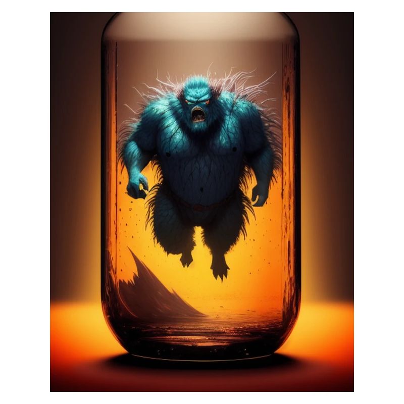 Monstre dans un bocal vide
