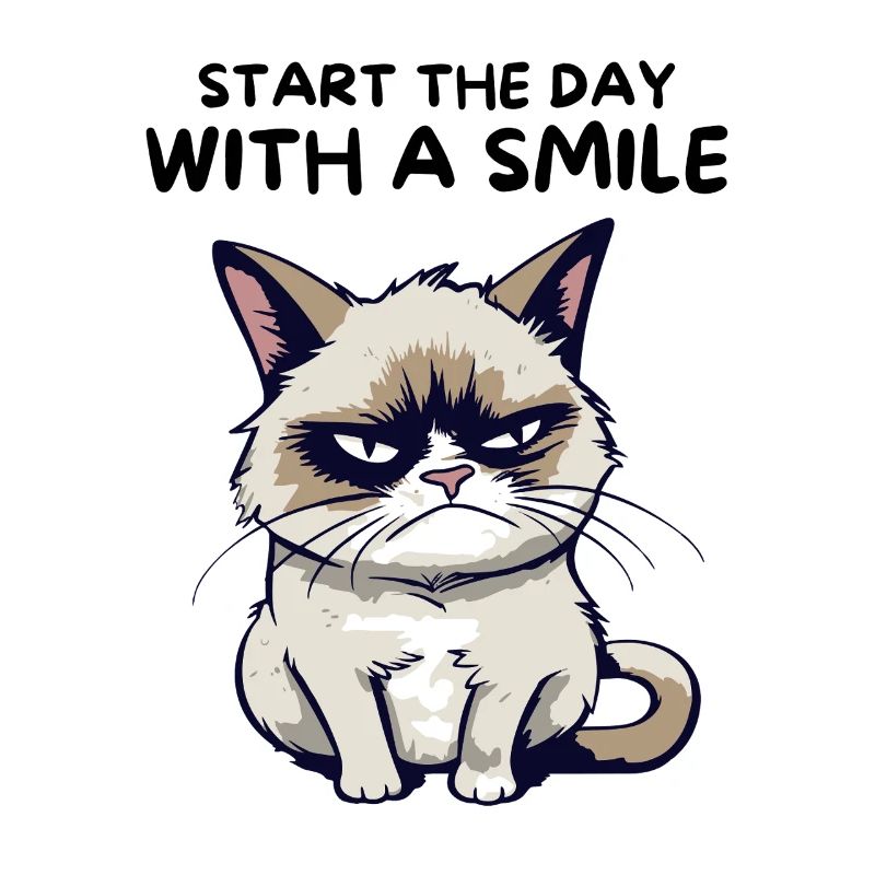 Start the Day with a Smile - Lustige Grumpy Katze