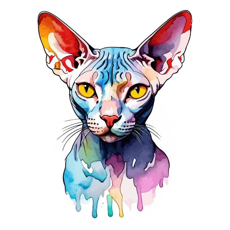 Sphynx Katze Wasserfarben