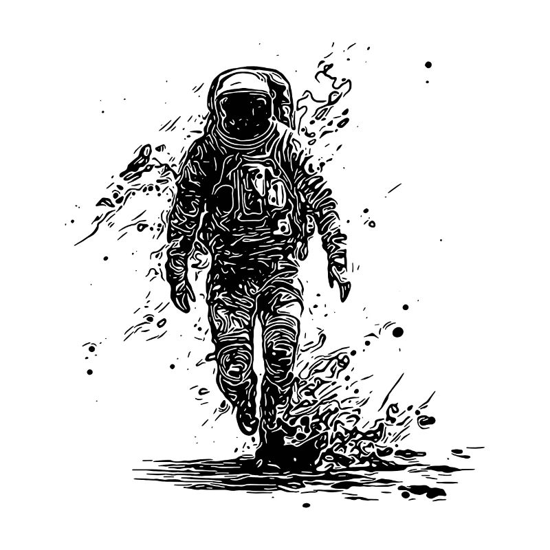 Astronaute cool marche en combinaison spatiale