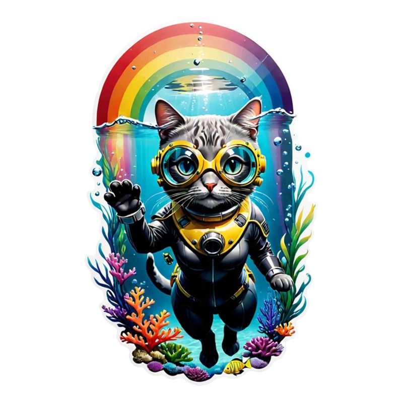 chat faisant de la plongée
