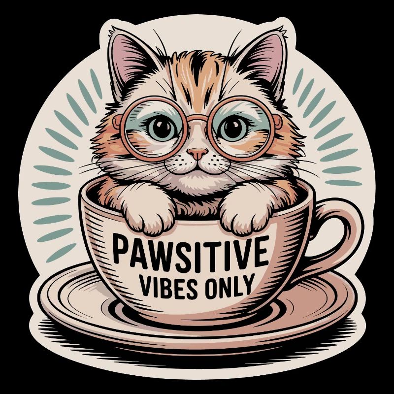 Pawsitive Vibes Only – Cat in a Cup