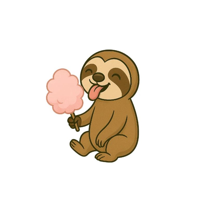 Cute sloth with cotton candy