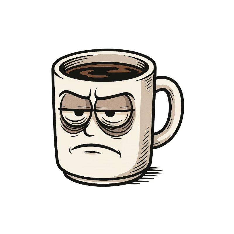 Coffee cup with grumpy face