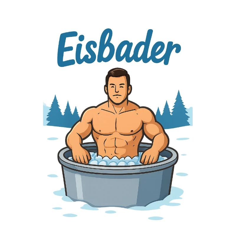 Eisbader Muskelmann im Eisbad