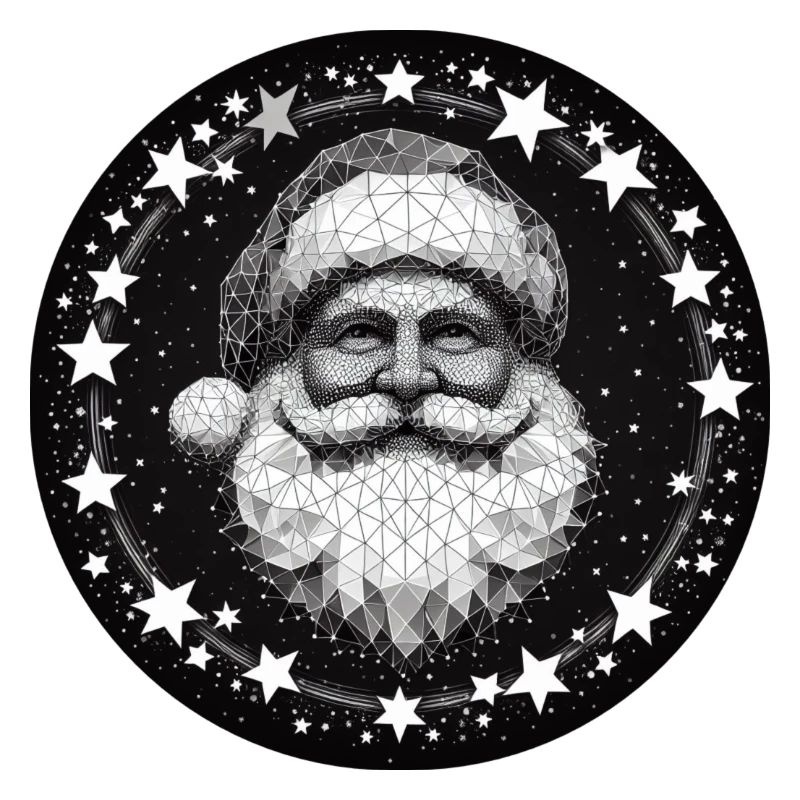 Weihnachtsmann Kopf Polygon Kranz rund grau weiß
