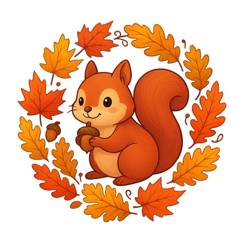 Herbstliches Eichhörnchen im Laubkranz