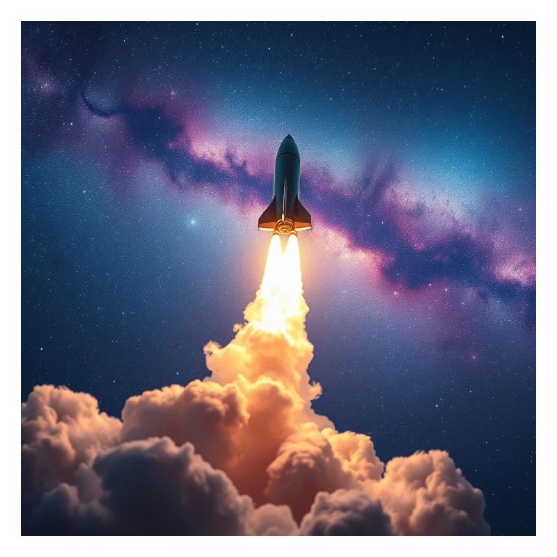Rocket jump through nebula galaxy