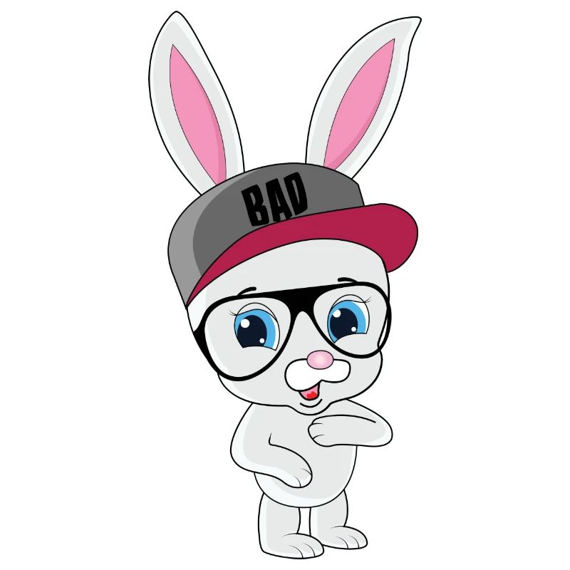 Cool bunny rabbit with cap and glasses