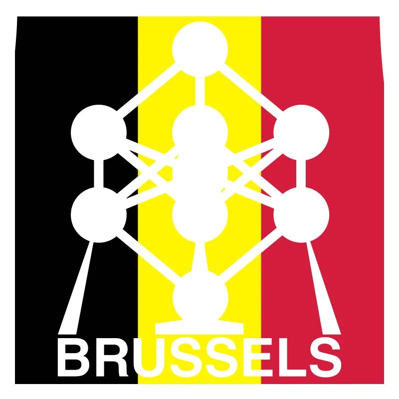 Brussels Atomium – Belgian Flag Square Icon