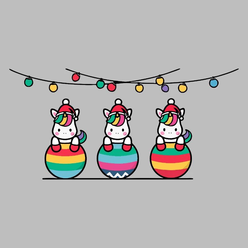 3 Einhörner Weihnachtskugeln Freunde