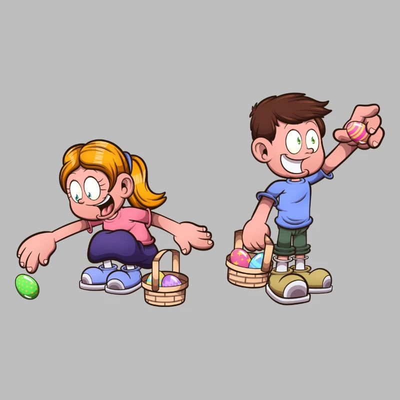 Kids Doing An Easter Egg Hunt