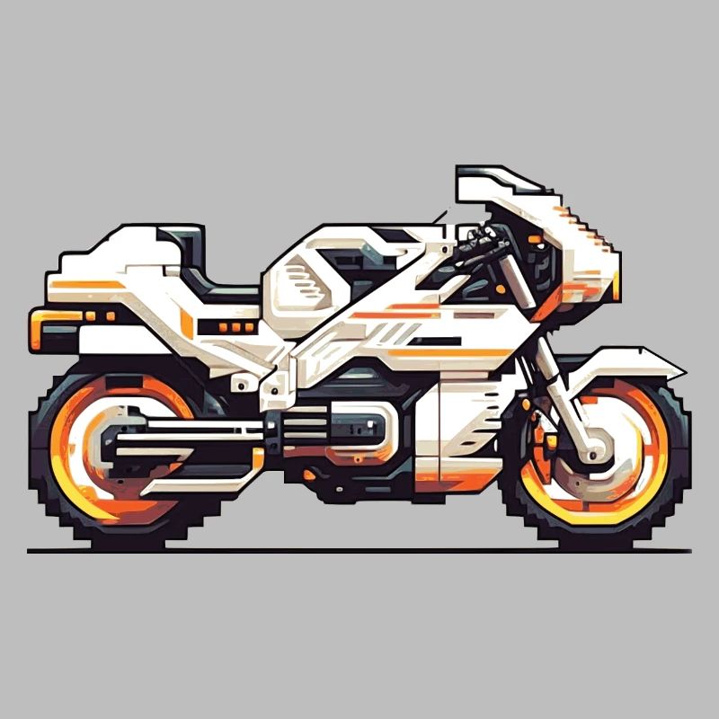 8 bit motorcycle racing machine as vector graphics