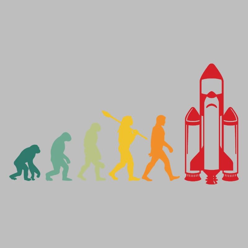 Weltall Evolutionen Mensch Affe Mann Rakete