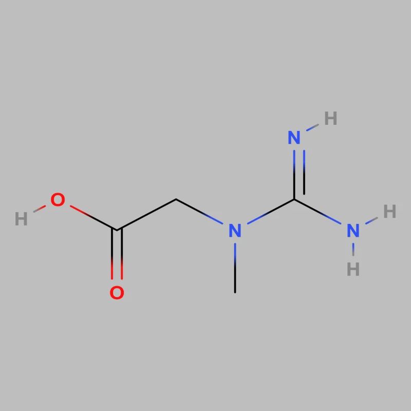 Molécule de créatine - Formule structurale colorée