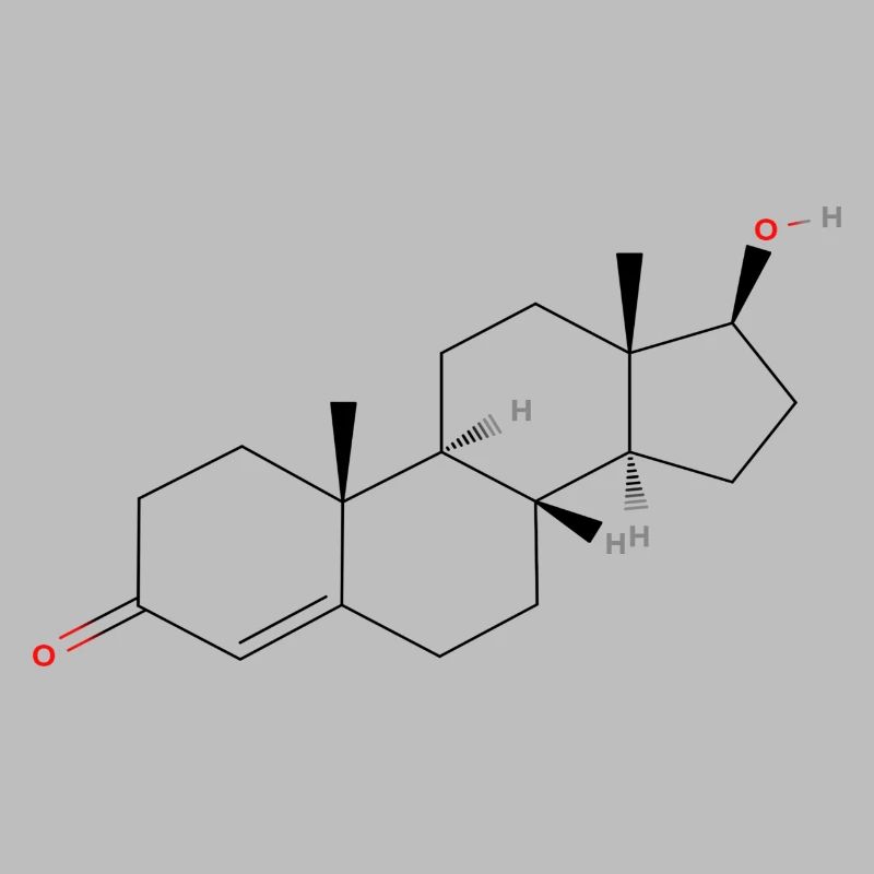 Testosterone Molecule - Colored Structural Formula