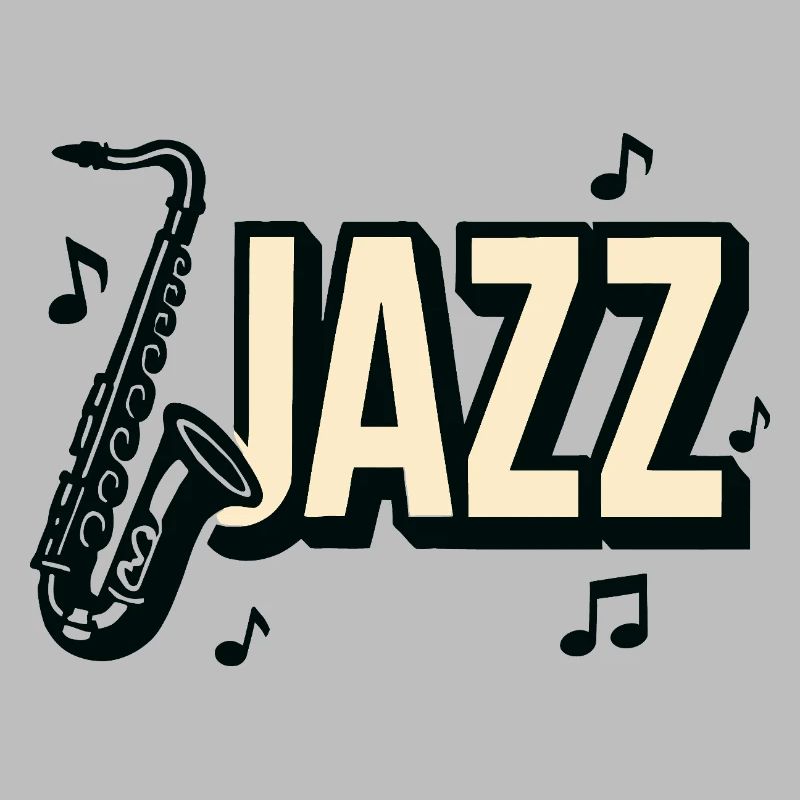 Typography jazz saxophone musical notes