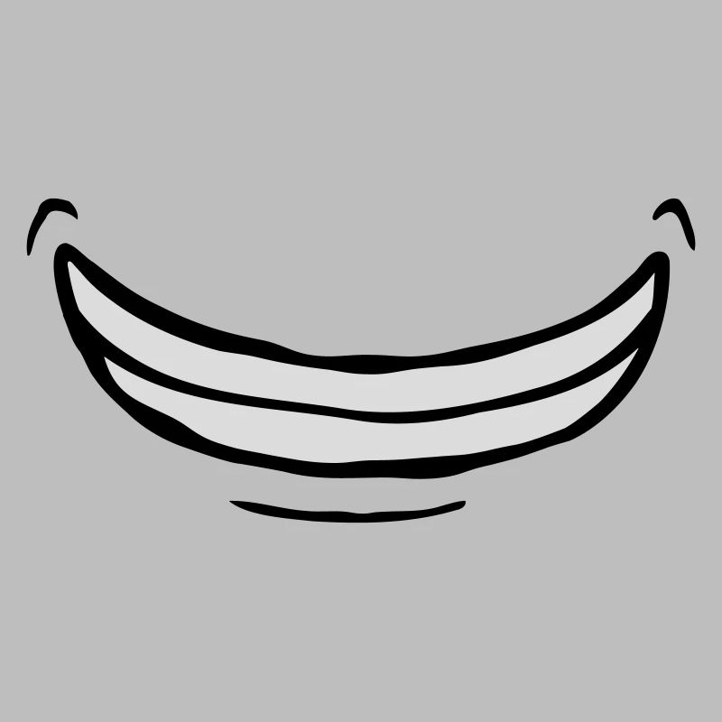 Wide exuberant comic grin