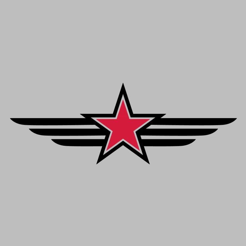 sharp red star black outline with 'wings'