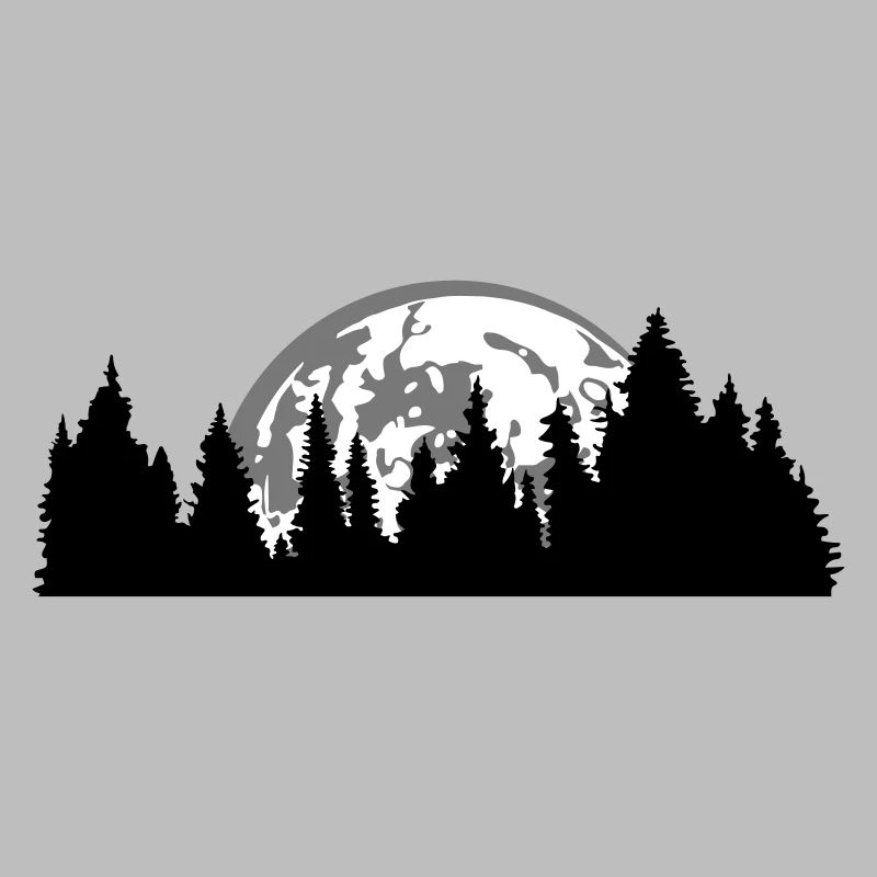 moon night full moon setting tree forest conifer