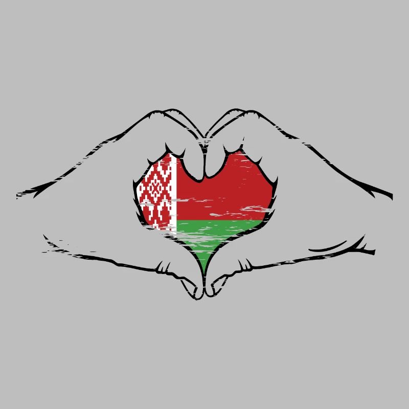 Drapeau de la Biélorussie mains forme de coeur utilisé