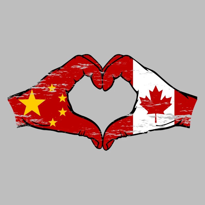 Chine Canada drapeau mains forme de coeur utilisé