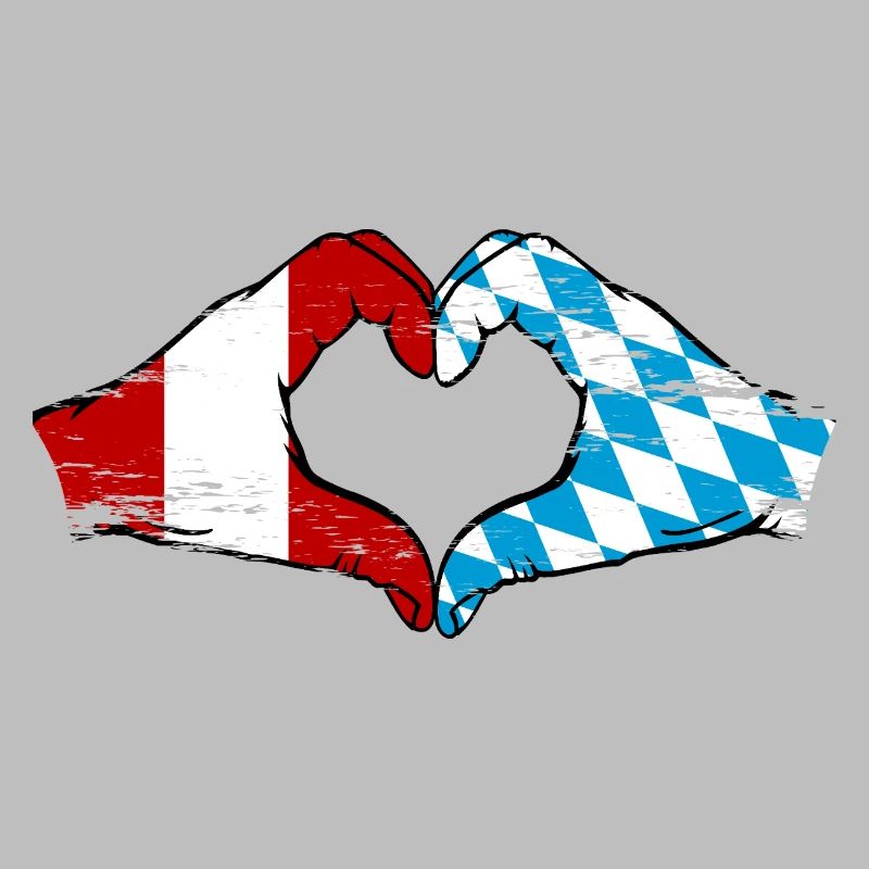 Pérou Bavière drapeau mains forme de coeur utilisé