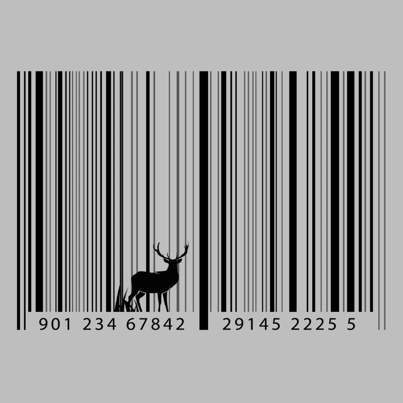 Barcode als Wald mit Hirsch