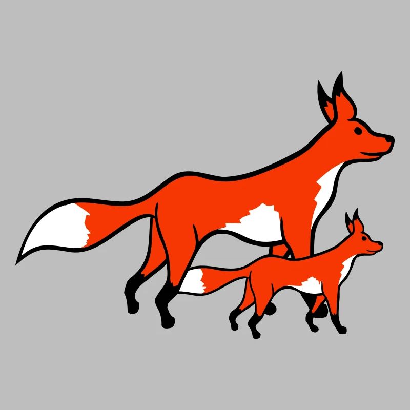 2 Füchse Mutter Rotfuchs Kleines Kind Vater Mama