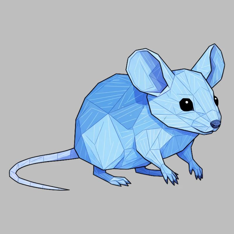 Blue Low-Poly Mouse