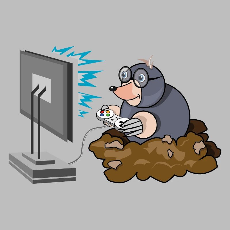 Mole Comic Gamer Funny Controller Gaming Logo