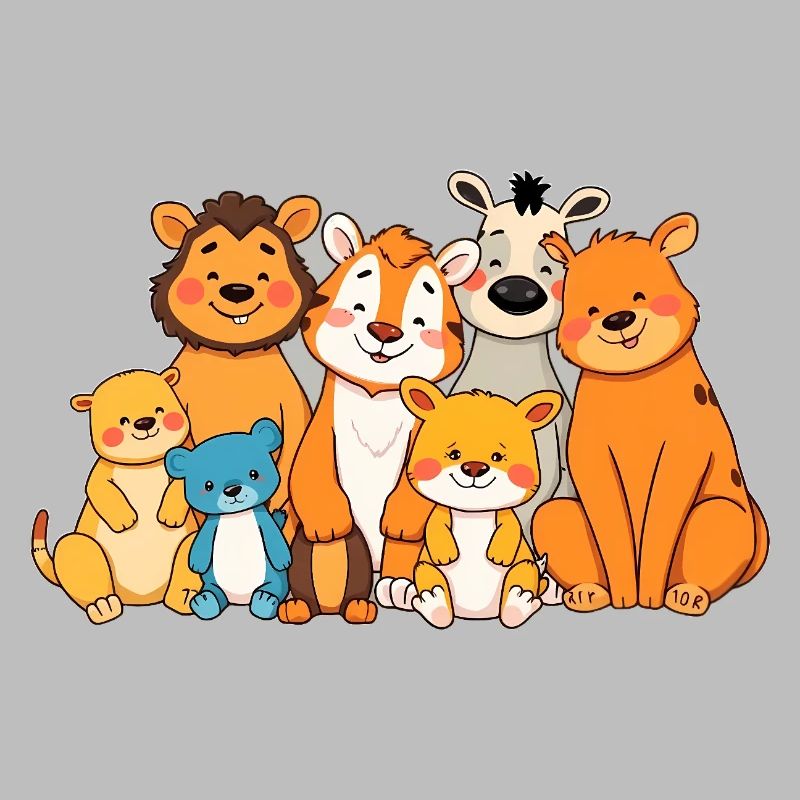 Verspielte Tierfamilie Comic Design