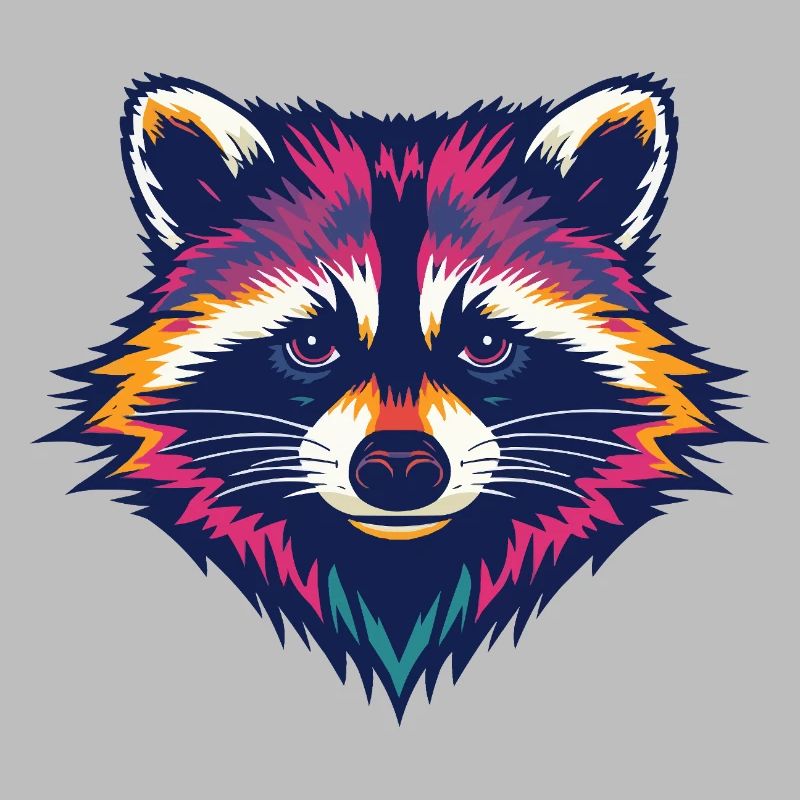 Farbexplosion Waschbär Kopf