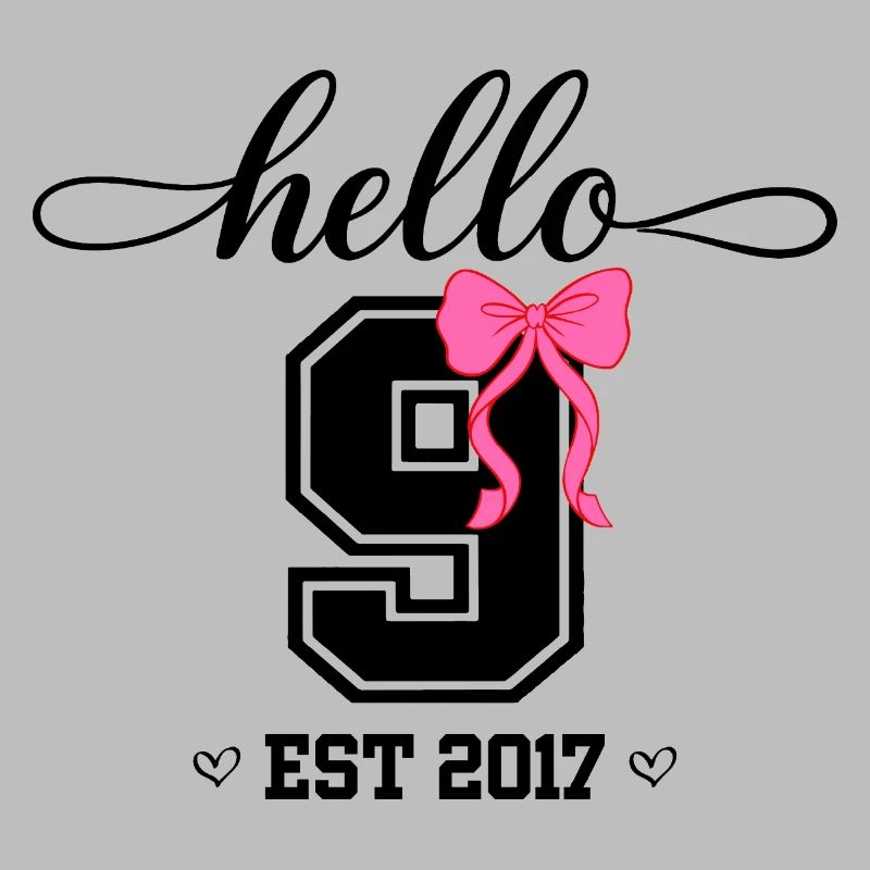 Hello 9 Est 2017 Mädchen Geburtstag Design