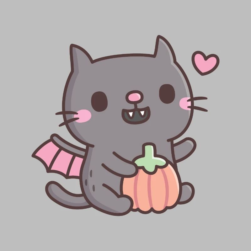 Cute Vampire Cat With Pumpkin