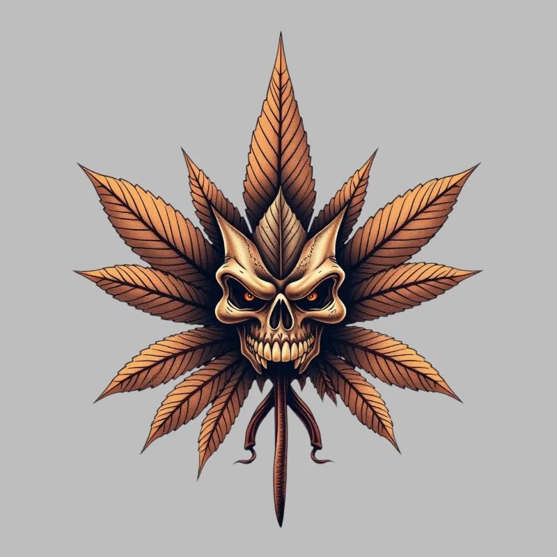 Skull Leaf Gothic Cannabis