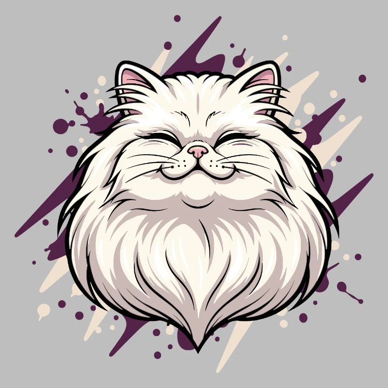Tête de chat joyeuse avec des touches de couleur